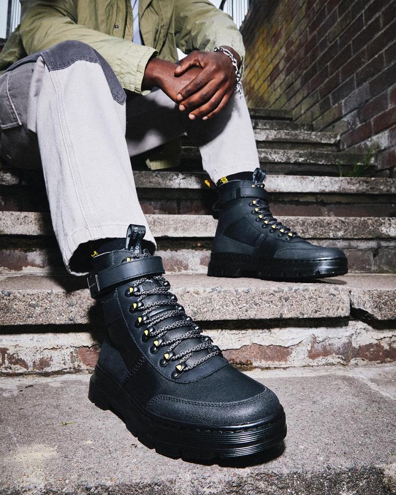 Dr Martens Combs Tech Coated Canvas Ankelstøvler Dame Sort | DK 51FDN